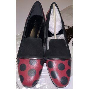 NWOB LOGO Lori Goldstein Madeline Pump Shoes Black Red Polka Dot Womens Sz 8.5M